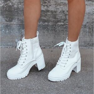 MIA White Lace Up Boots